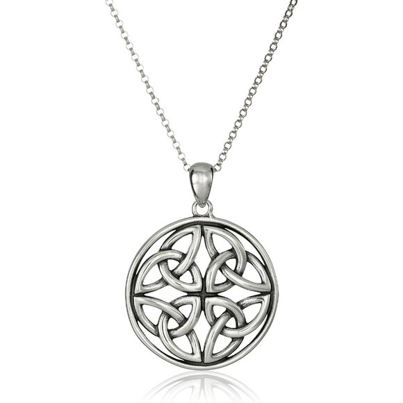 Amazon Essentials Sterling Silver Celtic Pendant Necklace for Women 18